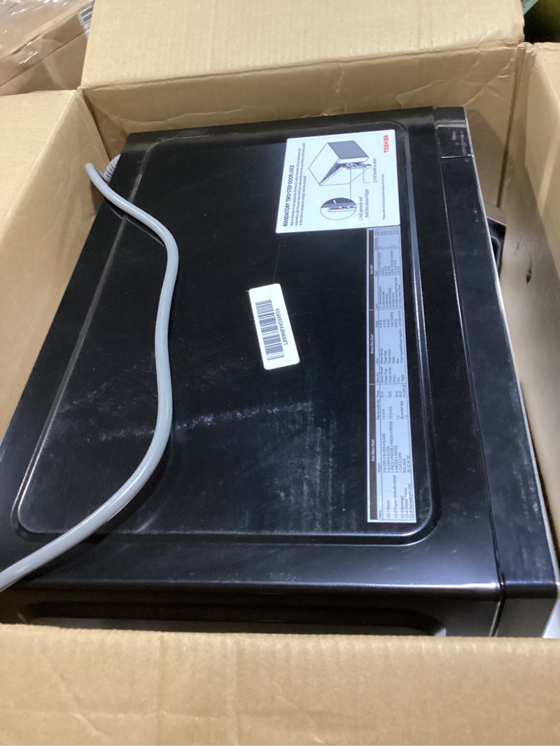 Condition photo showing Good Condition for TOSHIBA EM131A5C-SS Countertop Microwave Ovens 1.2 Cu Ft with 12.4" Removable Turntable Smart Humidity Sensor, 12 Auto Menus Mute Function ECO Mode Easy Clean Interior, 1000W, Silver 1.20 Cu.ft