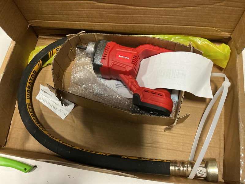Condition photo showing As Is for cordless concrete vibrating tool compatible with makita 18v battery 600w power concrete vibrator with 3.8ft shaft, 6000rpm portable concrete vibrating tool (battery not included) for makita 18v (no battery)