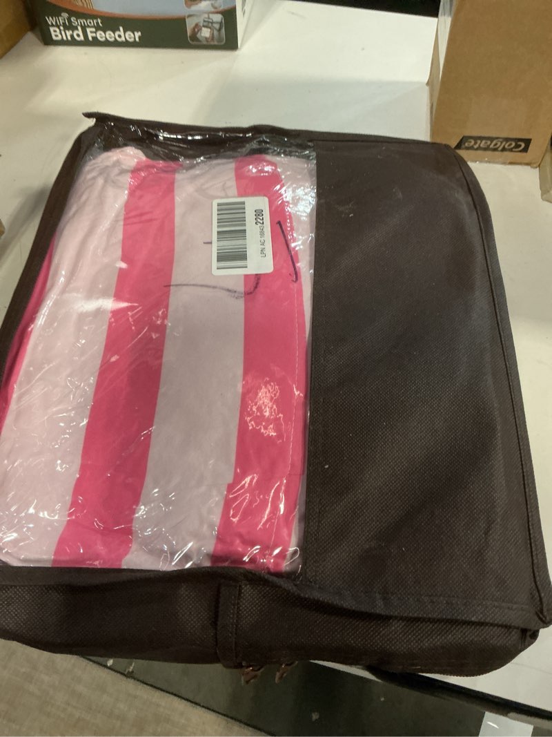 Condition photo showing New/Like New for Comforter Set Twin Size, Stripe Pink Retro 5 Pcs Bedding for Kids and Adults, Geometric Striped Black Bed Sheet Sets with Fitted Sheet Pillowcase & Sham for Bedroom Bed Decor Twin Pink Stripe