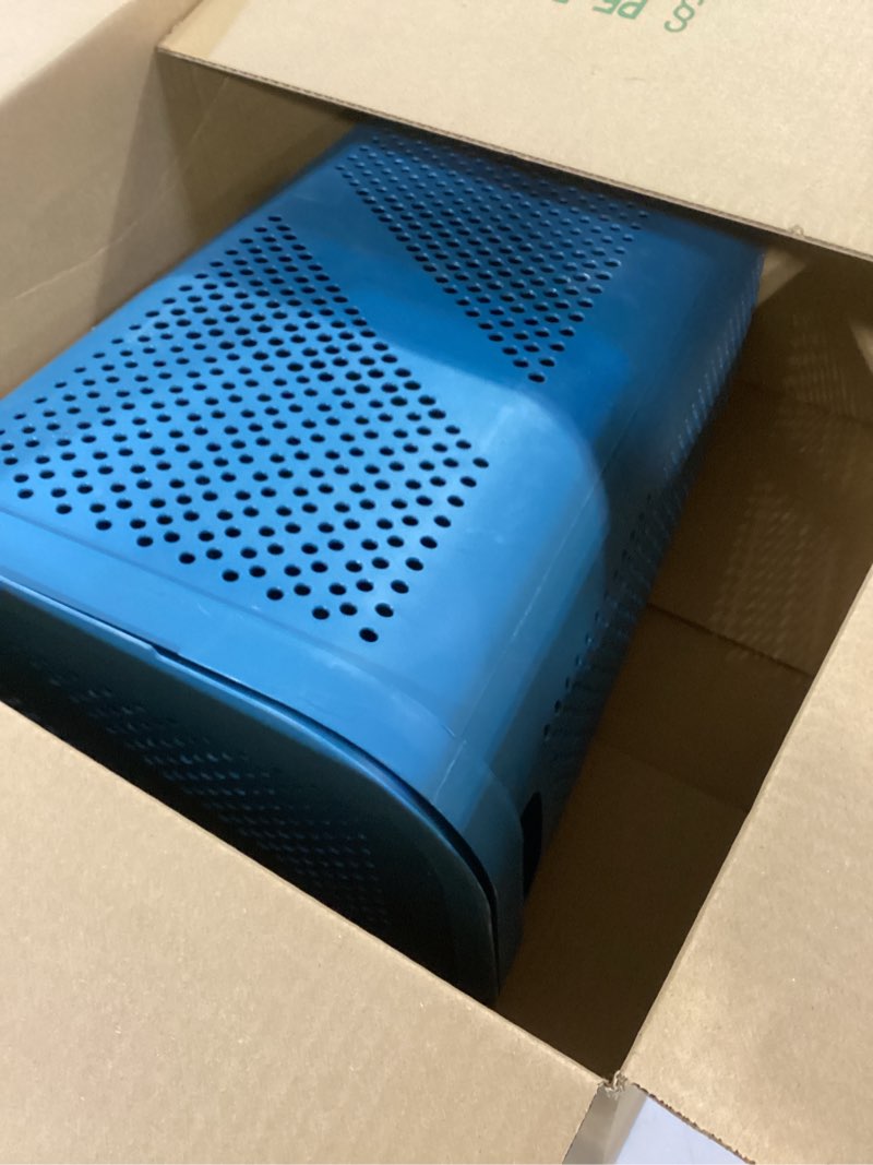 Condition photo showing As Is for Mind Reader Slim Laundry Hamper with Lid, 60L Clothes Basket, Ventilated Plastic, Blue Blue Single