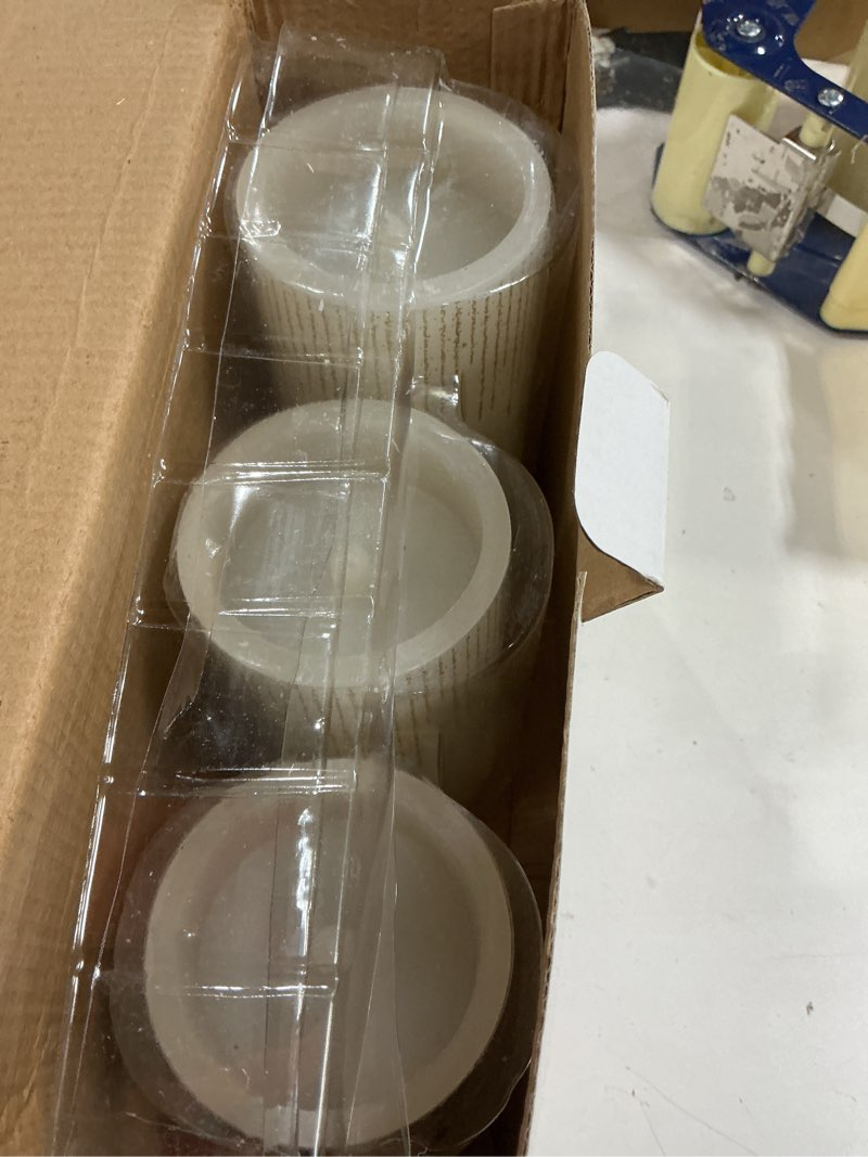 Condition photo showing Good Condition for Elanze Designs Raindrop Gold Tone Glitter 6 inch Wax LED Flameless Pillar Candles Set of 3