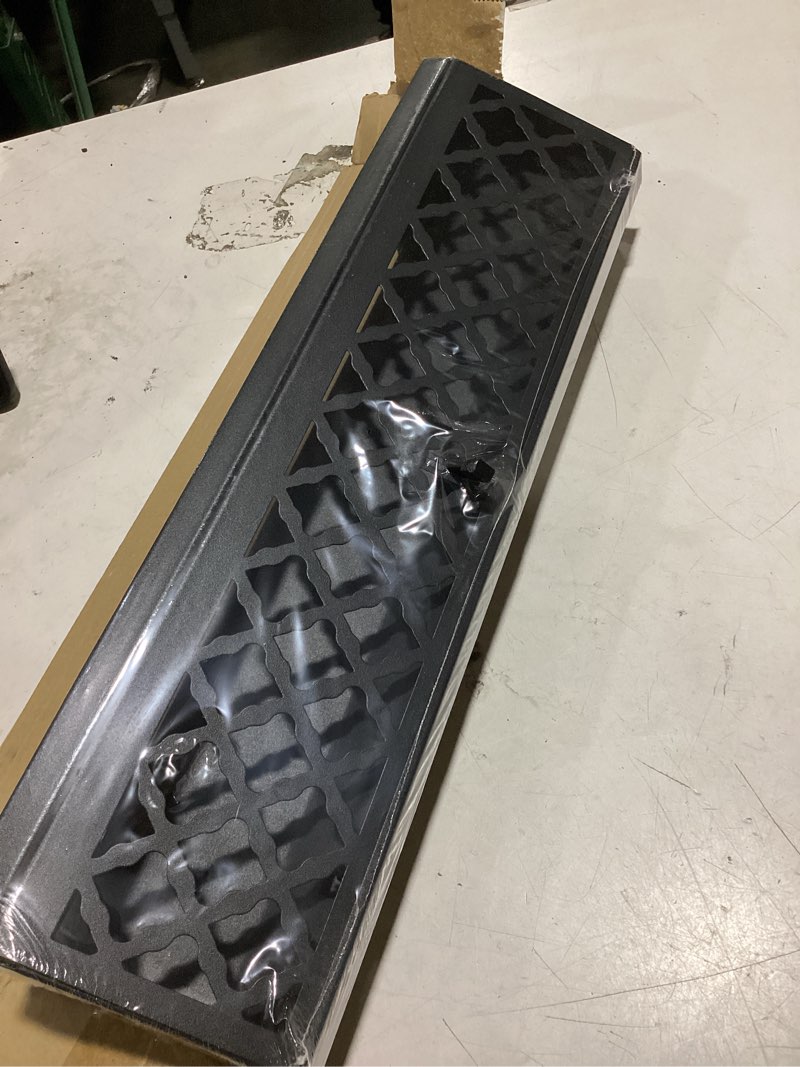 Condition photo showing Good Condition for blulu 1 pcs baseboard register duct opening size modern design vent covers for home floor wall baseboard air covers supply floor diffuser including screws (18 inch,black) 18 inch black 1