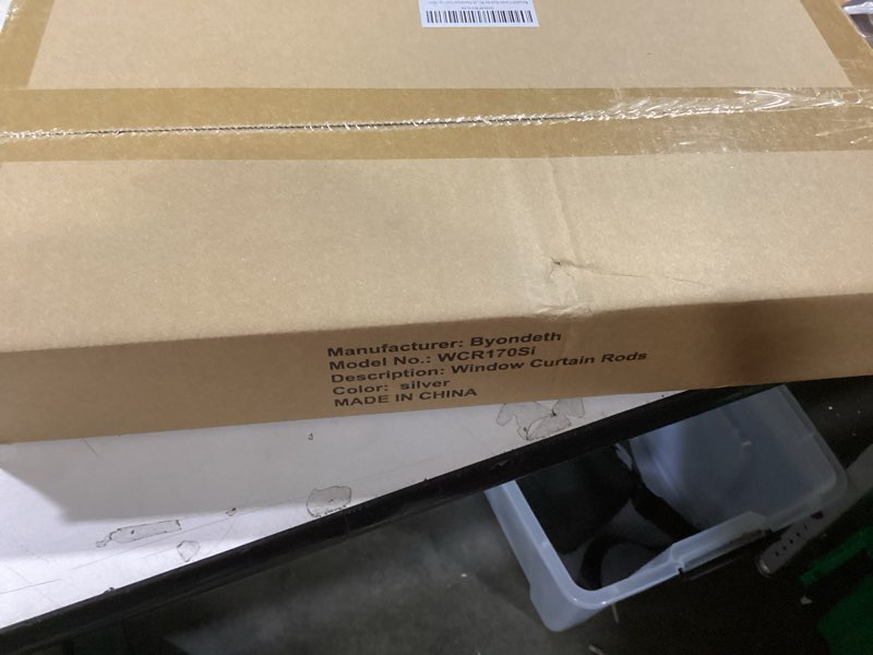 Condition photo showing New/Like New for Curtain Rods for Windows 16 to 170 Inches Adjustable Length 1 Inch Diameter Window Curtain Rod with Aluminium End Cap, Silver Gray Silver Gray 16" to 170"