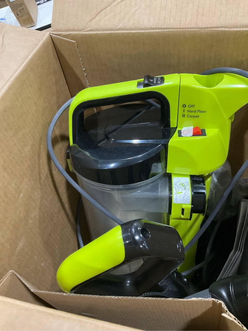 Condition photo showing As Is for Kenmore DU2001 Bagless Upright Vacuum Carpet Cleaner with 2-Motor System, XL Dust Cup, 3-in-1 Combination Tool Yellow