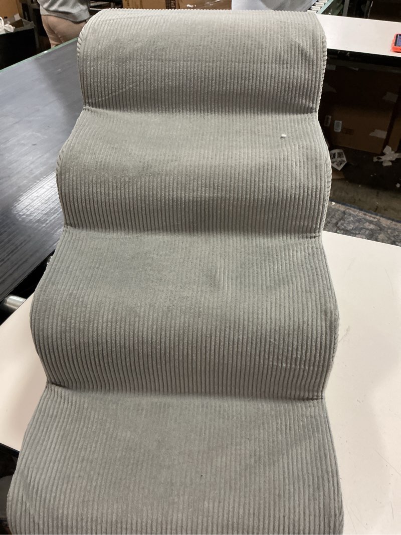 Condition photo showing As Is for Dog Stairs for Small Dogs and Cats, 20" H 4 Steps Dog Ramp for High Beds, Couch, Sofa, Waterproof Pet Stairs with Removable Washable Cover, Non-Slip Sturdy Pet Steps Gray 4.0 4-Step 20"H