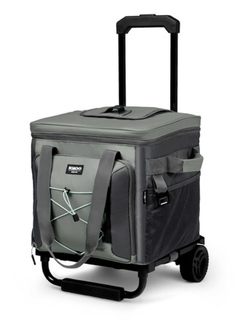 (Similar to the photo) Igloo 40 Can Large Portable Insulated Soft Cooler with Rolling Wheels, Olive