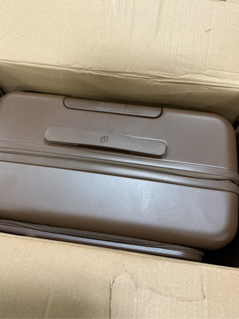 Condition photo showing Good Condition for NINETYGO Medium Checked Luggage 25 Inch, Flat Top Opening Check In Luggage with Cup Holder, Expandable, Coffee-Infused PC Hard Shell, Eco-Friendly, TSA Lock, 360° Spinner Wheels (Latte) 05-Caramel Latte Checked 25-Inch