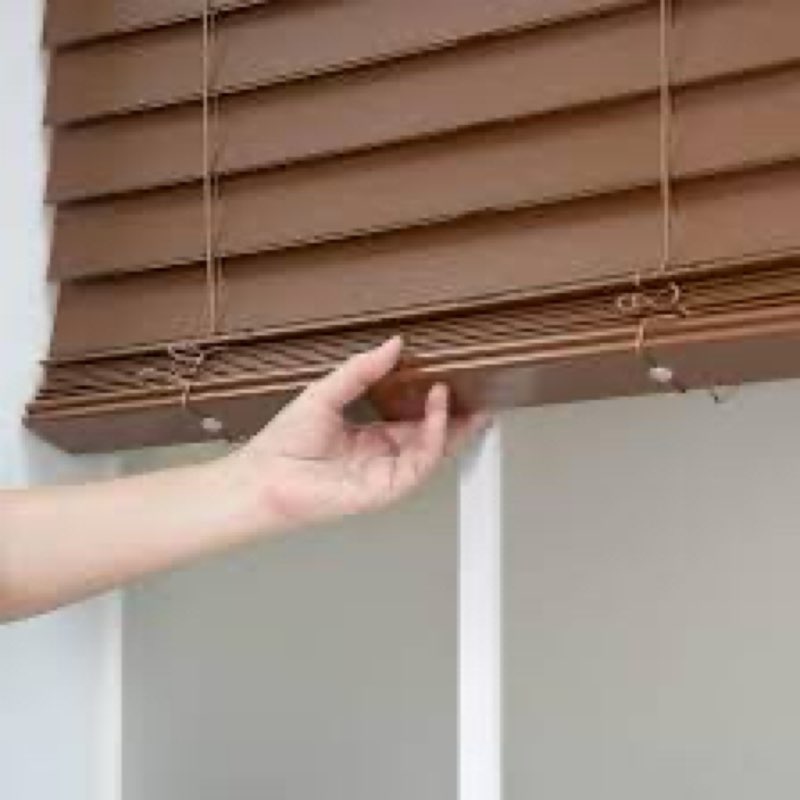 DEZ FURNISHINGS Cordless 2" Signature Faux Wood Blind, 47" W x 64" H, Bark Brown