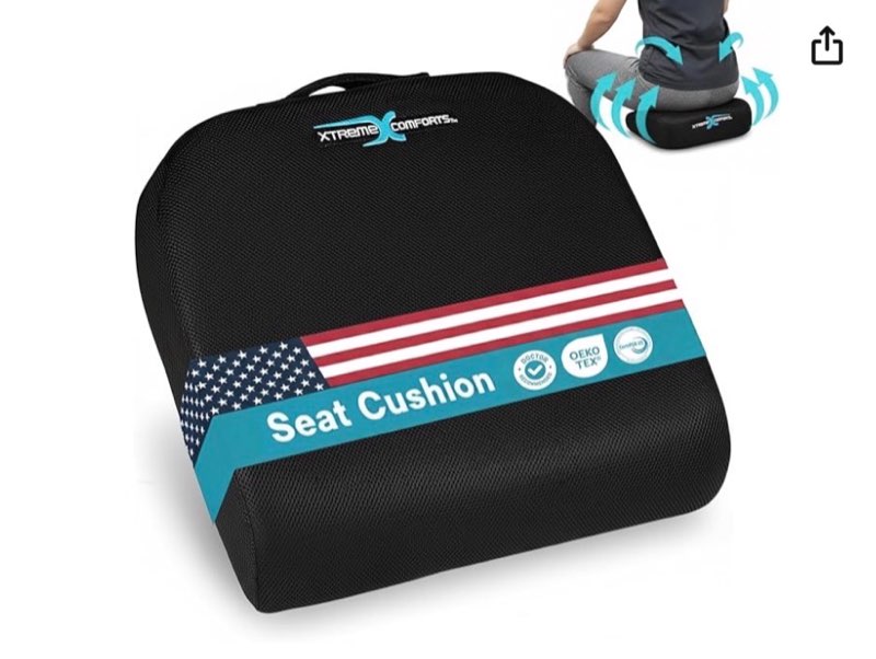xtreme comforts seat cushions | office chair cushions for desk, car, wheelchair| ergonomic memory foam seat cushion for support & comfort | helps improve sitting posture for work & body relief (1 pc)