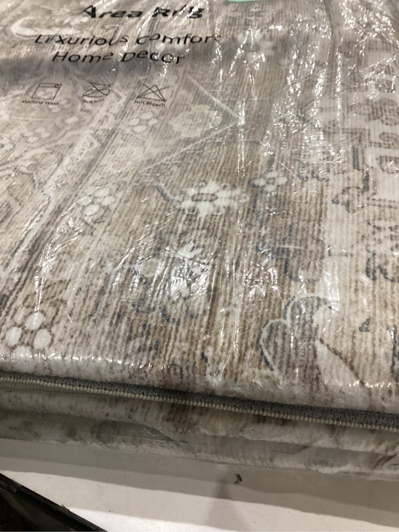 Condition photo showing Good Condition for ruugme washable 5x7 area rugs - large rugs for living room stain resistant carpet vintage rugs for bedroom with non slip backing home decor floor decoration mat (5x7 beige) 5' x 7' (rectangular) beige