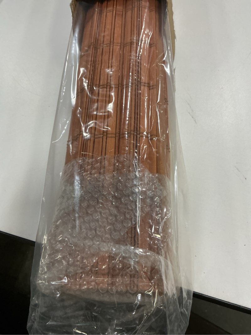 Condition photo showing New/Like New for LazBlinds No Tools No Drill Cordless Bamboo Roman Shades, Light Filtering Window Treatment, Roll Up Bamboo Blinds for Windows 25'' W x 64'' H, Wood Light Filtering-wood01 25" W x 64" H