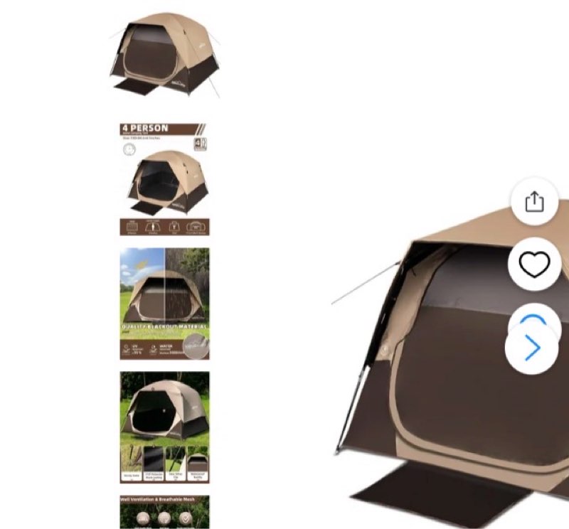 4 person blackout camping tent, easy setup waterproof family dome tent for camping with rainfly, portable double layer large family tent for outdoor camping&hiking