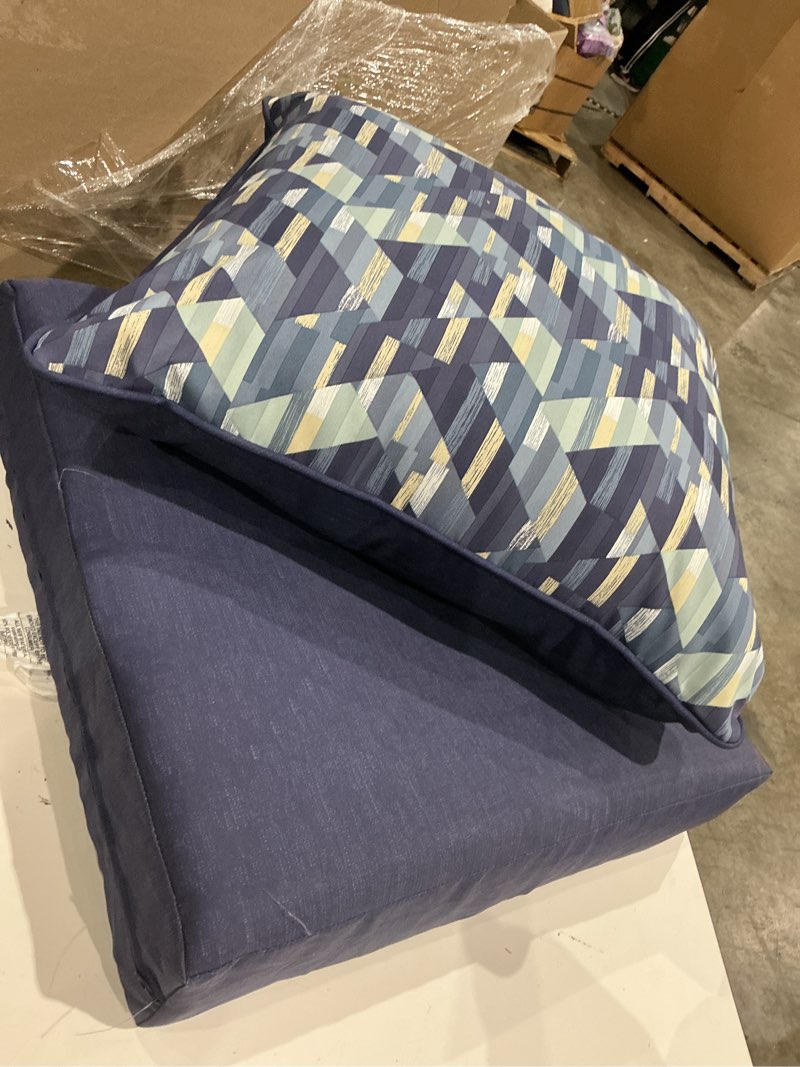 Condition photo showing As Is for style selections 24-in x 24-in adria abstact geo deep seat patio chair cushion