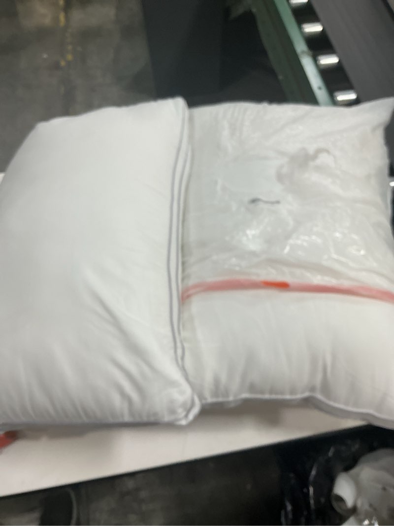 Condition photo showing As Is for viewstar Pillows Queen Size Set of 2, Hotel Quality, Down Alternative Gusseted Bed Pillows for Side, Back, or Stomach Sleepers, White Plush White Queen