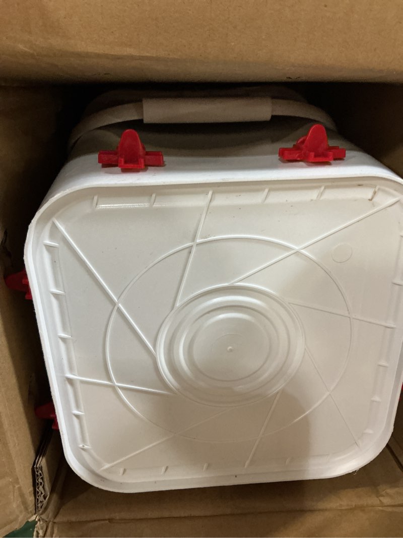 Condition photo showing As Is for heated chicken waterer 5 gallon with stand – 20l chicken heated poultry waterer, 8 freeze-proof nipples with 4 extras, chicken water heater for winter, easy clean anti-tip design