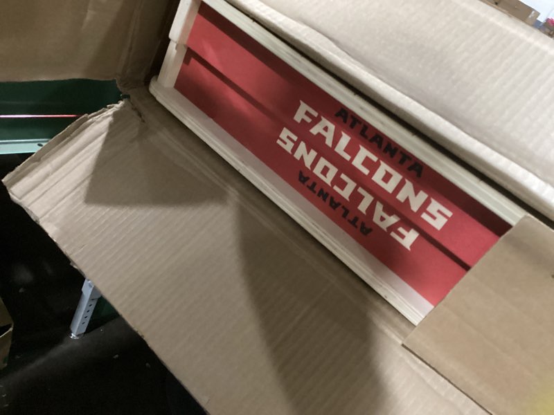 Condition photo showing As Is for YouTheFan NFL 2’ x 4’ Professional Wood Cornhole Game with Logo Bags Atlanta Falcons 2' x 4' Team Colors