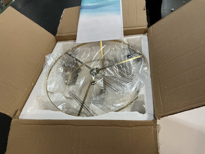 Condition photo showing Good Condition for cvkash 5 -lights crystal gold chandelier fixture modern semi flush mount ceiling light with e12 ceiling lighting for bedroom living room kitchen hallway dining room,d15.35 x h20.07 gold 15.3 inch