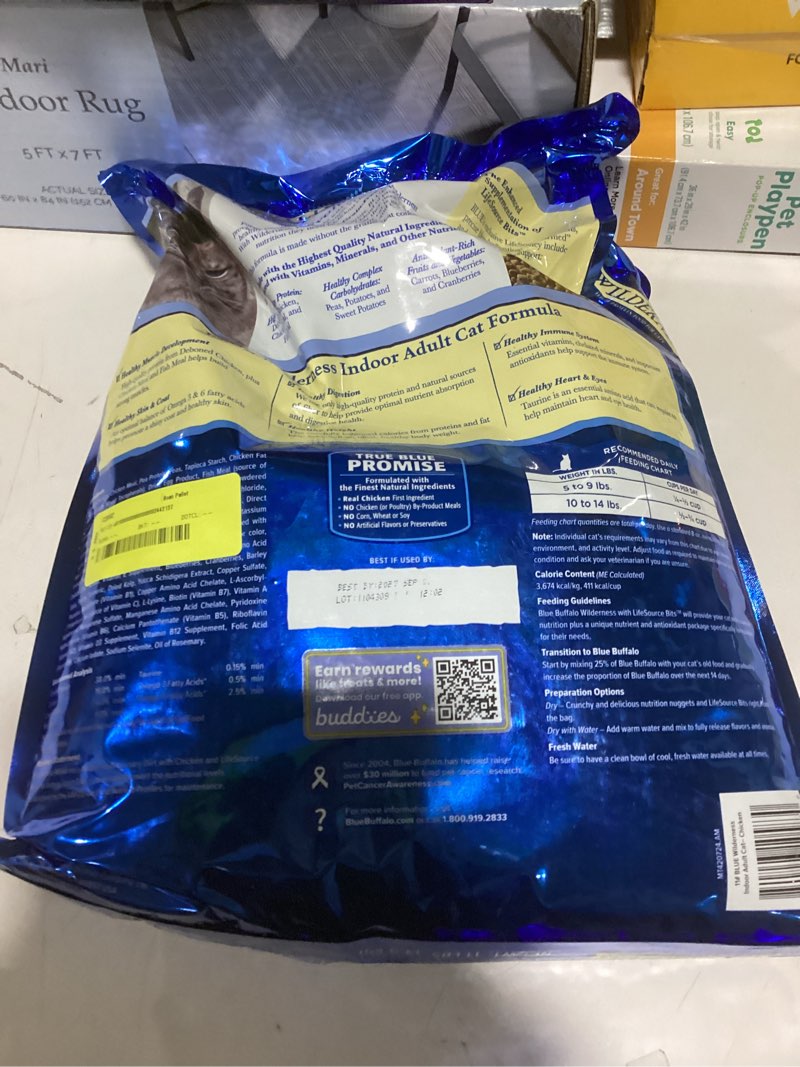 Condition photo showing As Is for blue buffalo wilderness grain free indoor with chicken adult premium dry cat food - 11lbs
