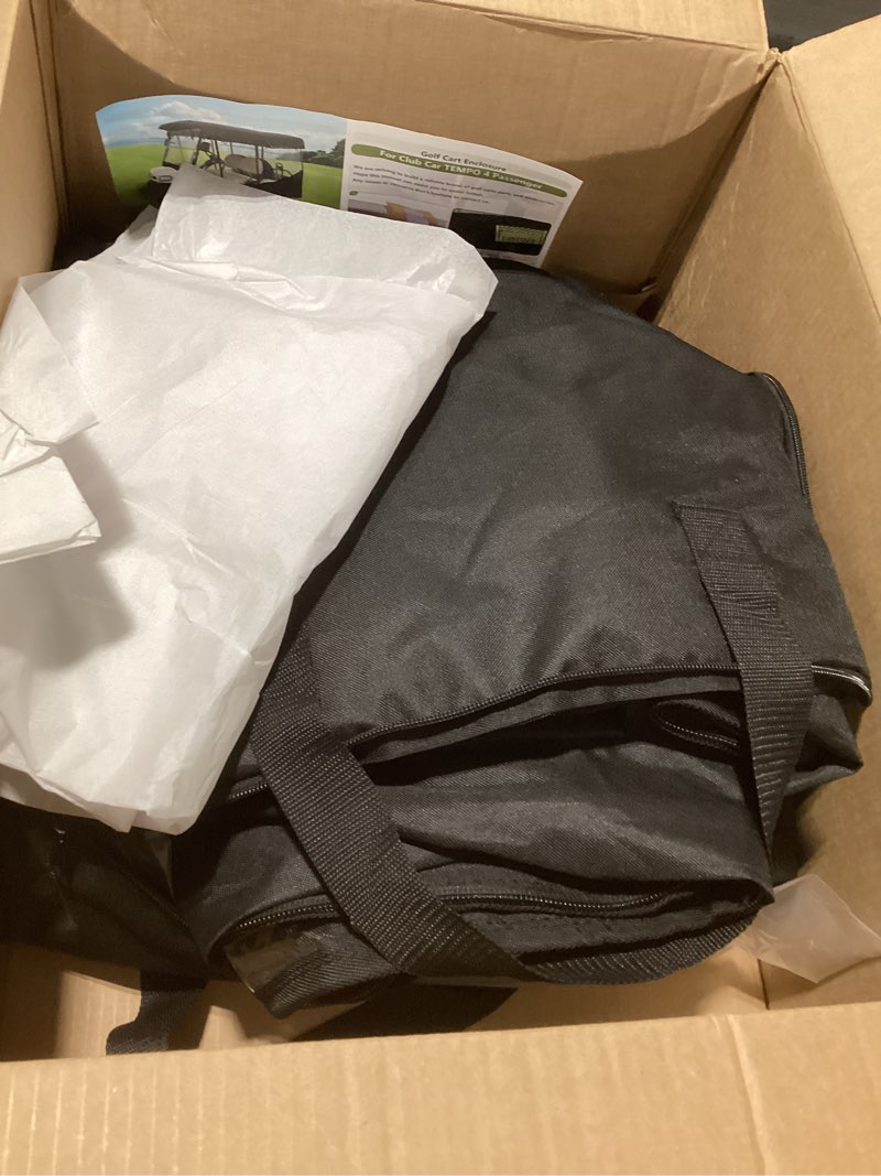 Condition photo showing As Is for Golf Cart Enclosure 4 Passenger Extended Roof 88 inch for Club Car Tempo Precedent Onward,600D Clear Rain Cover Driving Enclosures,Full Roll Up 4 Sided Transparent Windows&Door Side Mirrors Openings For Tempo Precedent 4 Seater Extended Roof