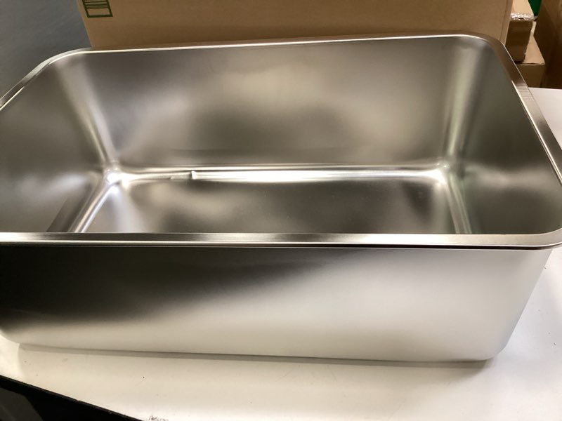 Condition photo showing Good Condition for Stainless Steel Litter Box,XXL Metal Cat Litter Box for Big Cats 8IN Deep, Cat LitterBox High Sided Pet Toilet Easy to Clean,Cats Litter Pan for Adult Cats,Non Stick, No Smell 23.6" L x 15.7" W x 8" H