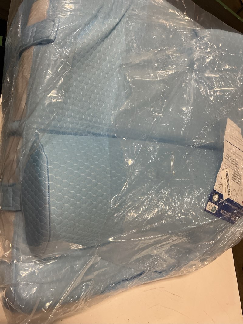 Condition photo showing As Is for bedluxe 3pcs orthopedic bed wedge pillow set, foam wedge pillow post surgery for back, leg and knee support, adjustable 9&12 inch folding triangle pillow for sleeping, acid reflux, snoring, light blue light blue adjustable 9&12 inch + 1 head pillow