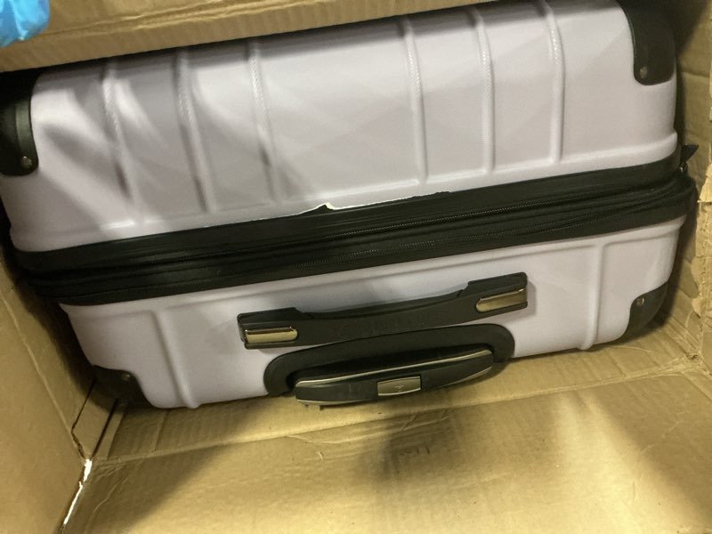 Condition photo showing Good Condition for flying axis collection lightweight hardside expandable 8-wheel spinner luggage, lavender, 28-inch checked lavender 28-inch checked