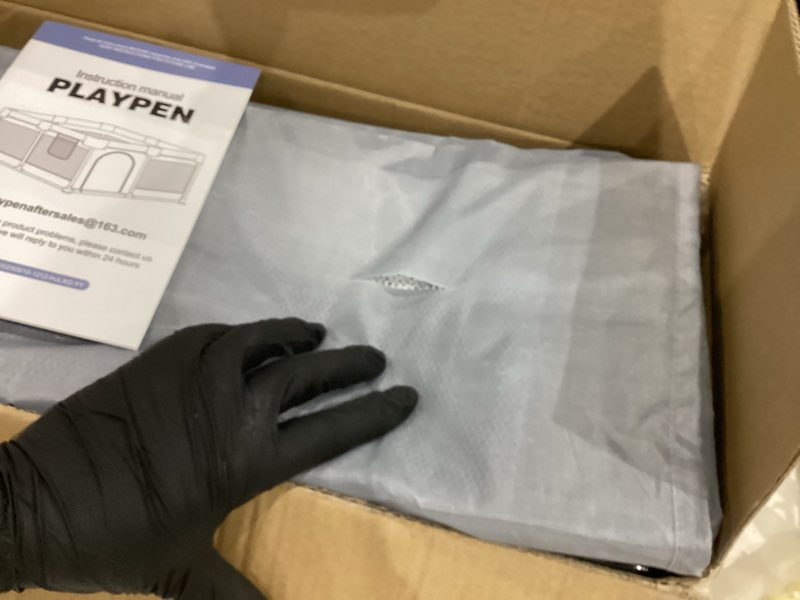 Condition photo showing As Is for fodoss baby playpen, 47x47in small play pen,toddler playpen for apartment,play yard,activity fence, extra large baby playard light grey 47x47 inch