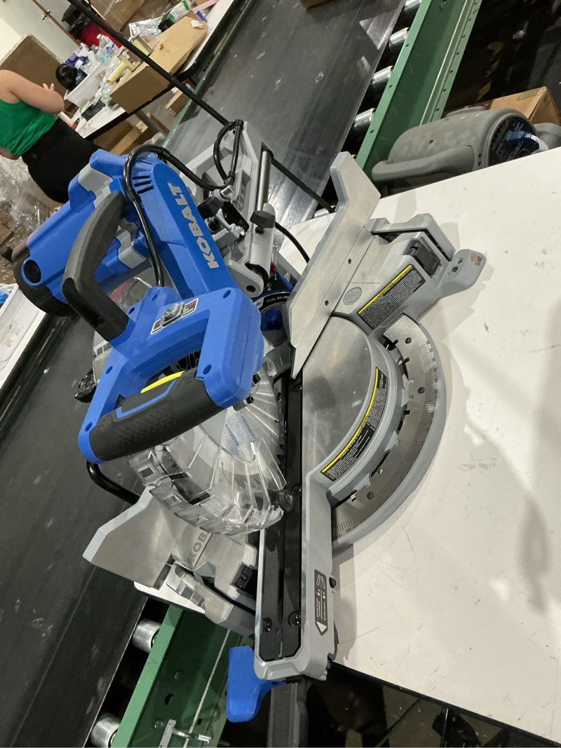 Condition photo showing As Is for kobalt compact 12-in 15-amp dual bevel sliding compound corded miter saw