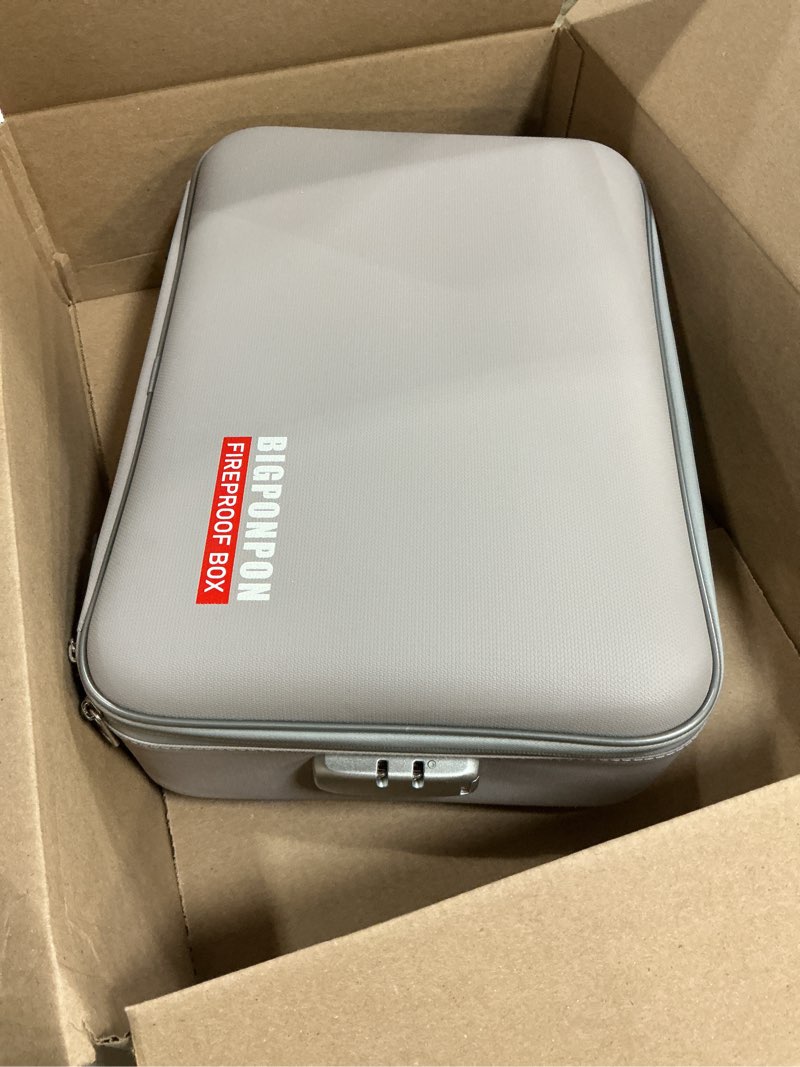 Condition photo showing Good Condition for fireproof document box, hard case highly flame-resistant fire proof waterproof file organizer with lock, portable fire safe for important documents & valuables storage (grey, ?15\"*11\"*5\") grey 15\"*11\"*5.3\"