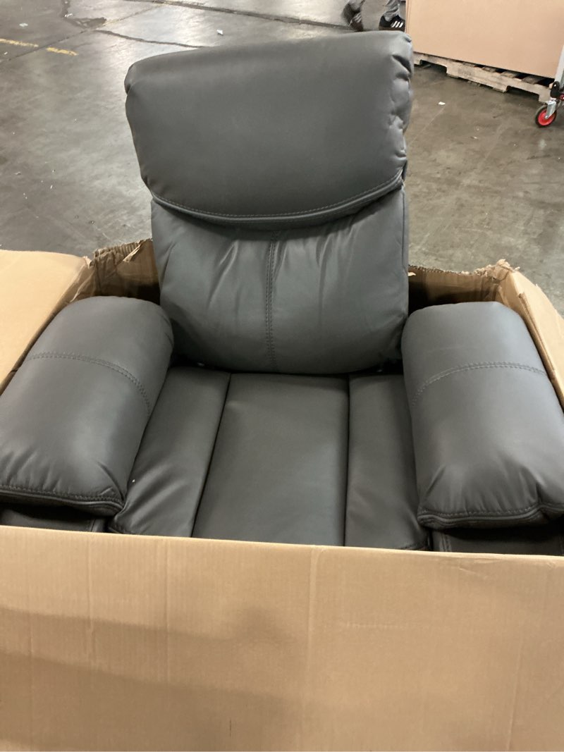 Condition photo showing As Is for air leather recliner chair with vibration and heating - gray