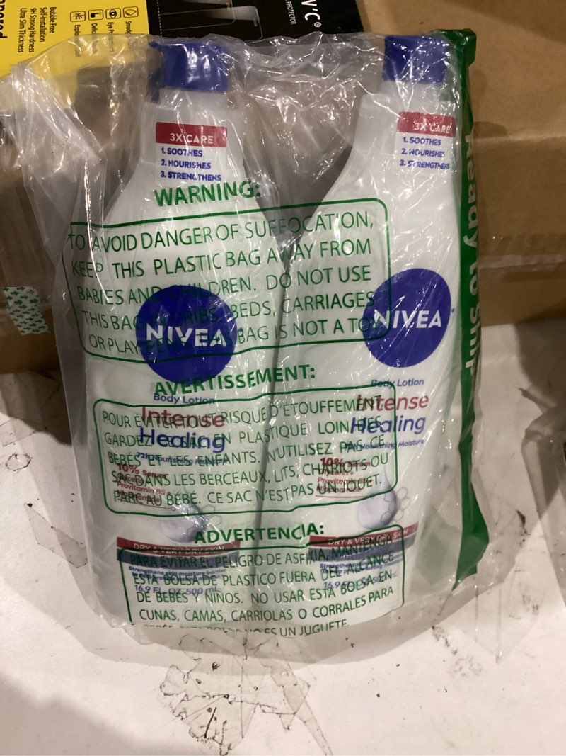 Condition photo showing As Is for NIVEA Intense Healing Body Lotion, 72 Hour Moisture for Dry to Very Dry Skin, Body Lotion for Dry Skin, 16.9 Fl Oz Pump Bottle - Pack of 2 16.9 Fl Oz (Pack of 2)