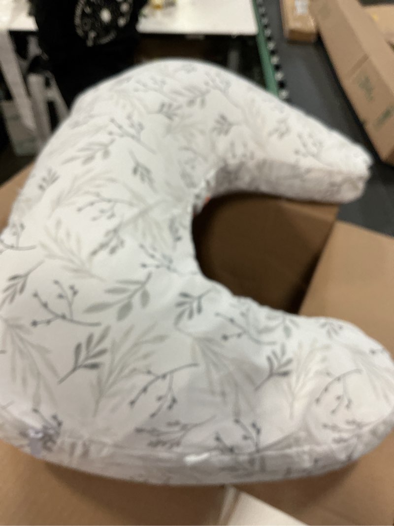 Condition photo showing As Is for Boppy Nursing Pillow - Ergonomic Bottle & Breastfeeding Pillow with High, Firm, Large Area, Water-Repellent Cushion with Washable Cover; Baby Safety Alliance Verified - Pink Garden Flowers
