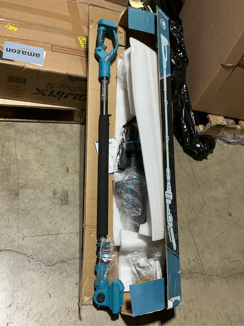 Condition photo showing New/Like New for seesii 2-in-1 cordless pole saw & hedge trimmer combo, 8\" electric pole chainsaw with 2×4.0 ah batteries, 16-inch extension pole hedge trimmer, bush tree pruner limb branch cutter, 15ft long reach bright blue
