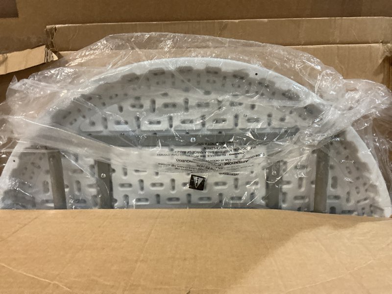 Condition photo showing New/Like New for 32in cocktail table, no assembly required, high top bistro round plastic folding table, foldable portable bar height tables, indoor outdoor for party banquet wedding picnic dining camping, white 32"