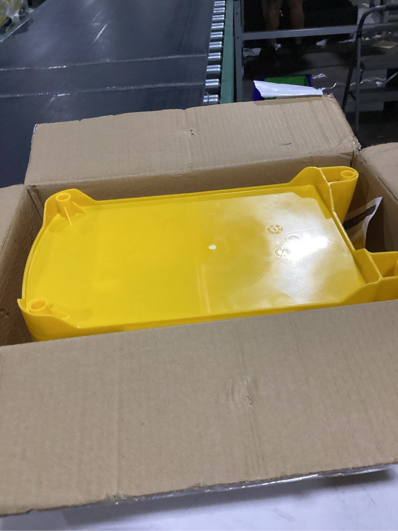 Condition photo showing New/Like New for mind reader mop bucket with wringer (mop not included), 5.5 gallon cleaning bucket with wheels and handle, upward press wringer, small mop compatible, yellow mop bucket only yellow