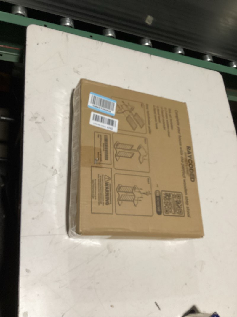 Condition photo showing Good Condition for RAYCODED Toddler Step Stool, Wooden 2-Step Stool for Kids, Potty Training Stool with Handles for Bat