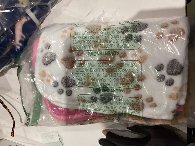 Condition photo showing As Is for 1 Pack 3 Blankets Super Soft Fluffy Premium Fleece Pet Blanket Flannel Paw Printed Throw for Dog Puppy Cat (Medium 30x20'', Brown, Pink, White) 30x20 inch(Pack of 3) White, Pink, Brown