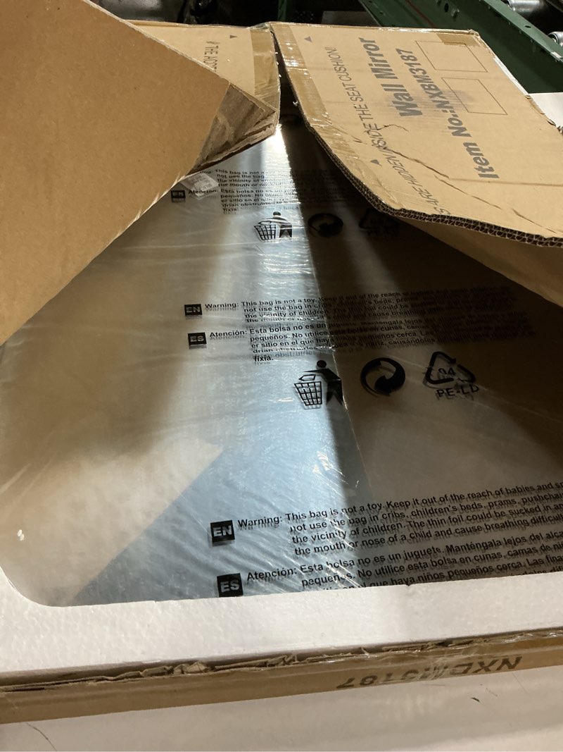 Condition photo showing New/Like New for Bathroom Mirrors for Over Sink, Frameless Mirrors for Wall, 20x28 Inch Beveled Bathroom Mirror, Bathroom Vanity Mirror for Bedroom Living Room Entryway Home Decor Rectangular 28"L x 20"W