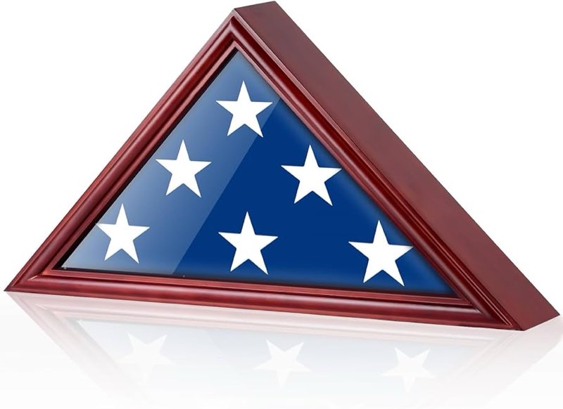 ( with chips ) Flag Case for Burial Flag - Freestanding or Wall Mount Flag Display Case for Burial Flag - Folded 9.