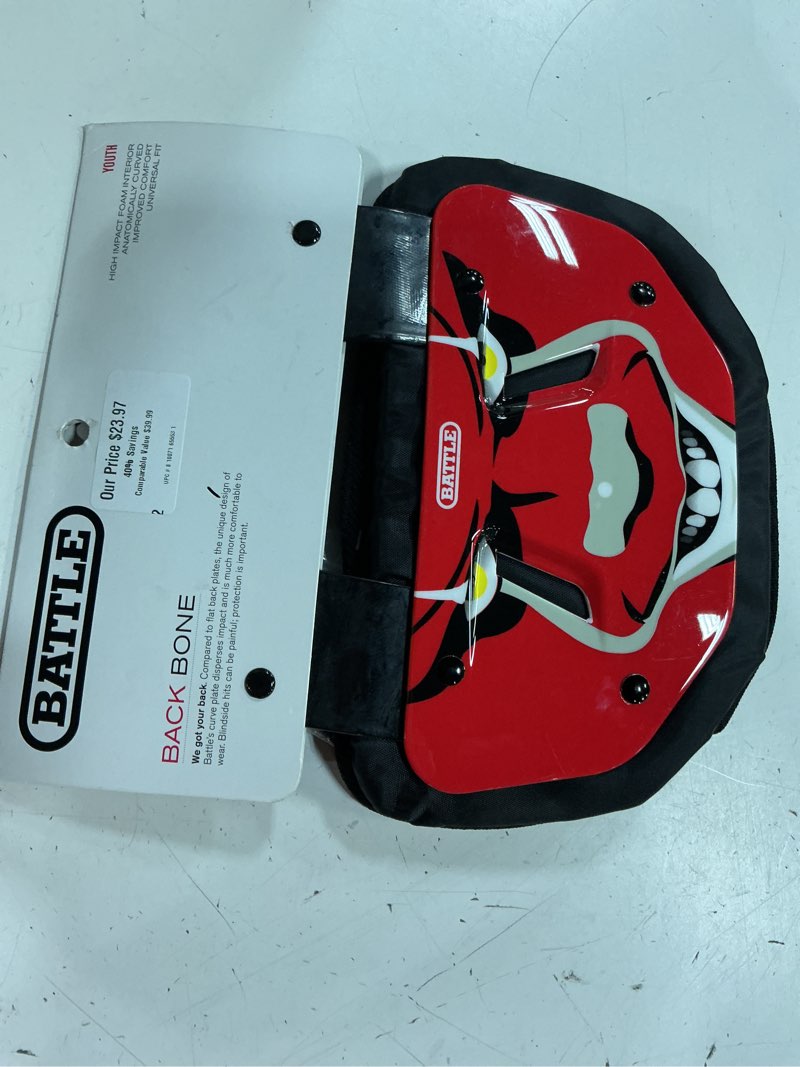 Condition photo showing New/Like New for battle sports clown23 chrome protective football back plate - youth - red