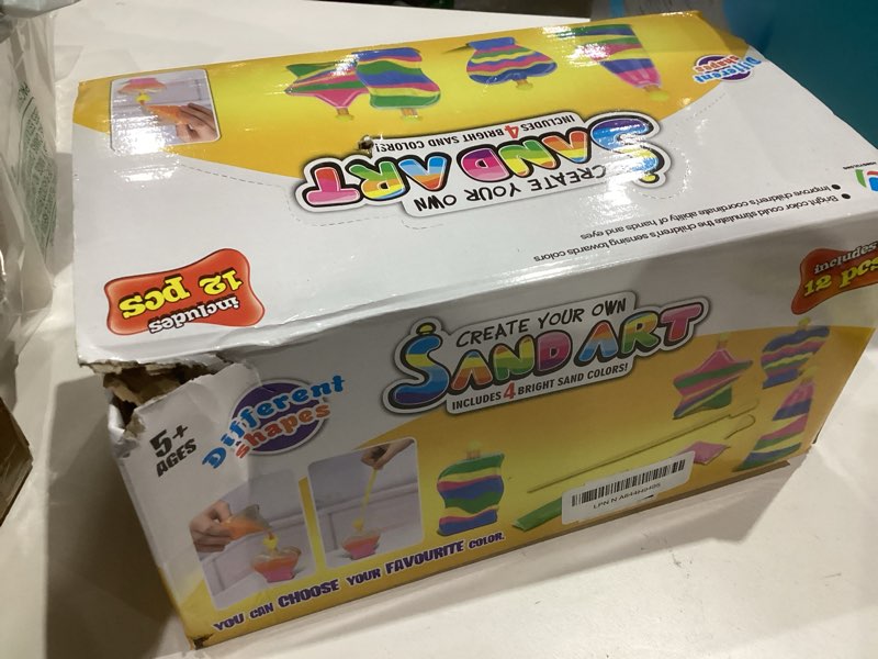 Condition photo showing Good Condition for Liberty Imports Sand Art Kits for Kids - Create Your Own Colored Sand Art, Includes Bottles, Funnels, Sticks, Bags of Sand for Arts and Crafts, Schools, Birthday Party Favors Bulk (12 Pack)
