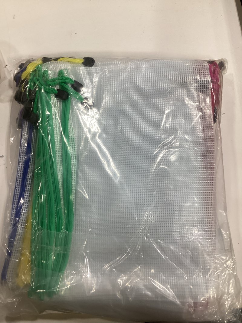 Condition photo showing Good Condition for 64pcs A4 Mesh Zipper Pouch Bags, Mesh Bags with Zipper Bulk, Pouches for Organization, Clear Storage Bags for Classroom, Travel, Office, Board Game