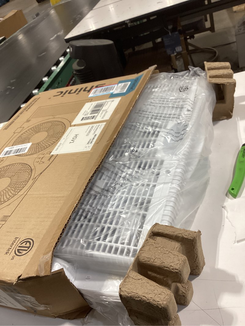 Condition photo showing Good Condition for shinic window fan with reversible airflow quiet, twin 9" blades, full remote control, 3 functions-3 speeds, bathroom kitchen window exhaust fan, width adjustable (from 23.8" to 37") etl certified window fan with foam seal strip white