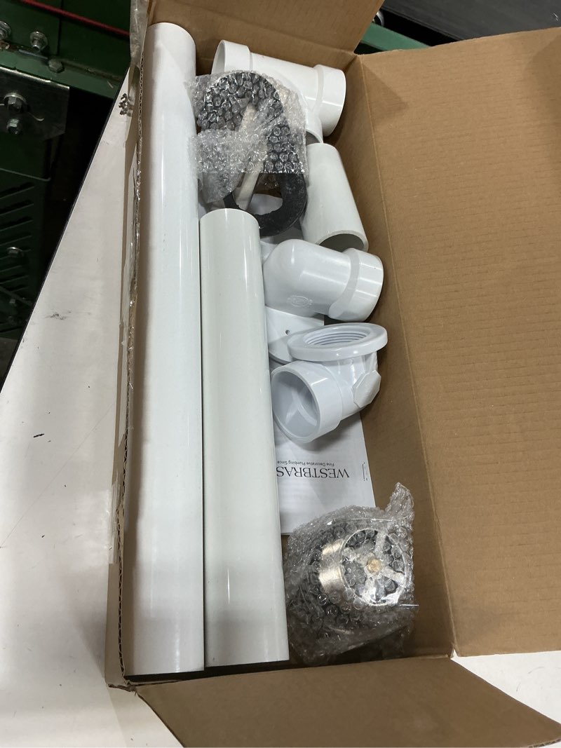 Condition photo showing As Is for westbrass d493244ld-07 25" bath waste assembly with tip-toe drain plug and linear overflow faceplate - sch. 40 pvc, satin nickel satin nickel 1-pack