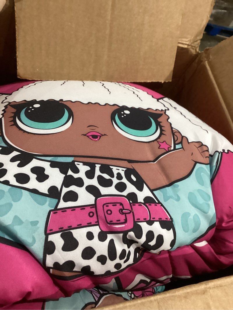 Condition photo showing As Is for Franco Kids Bedding Super Soft Comforter and Sheet Set with Sham, 7 Piece Full Size, LOL Surprise 7 Piece Full Size Lol Surprise