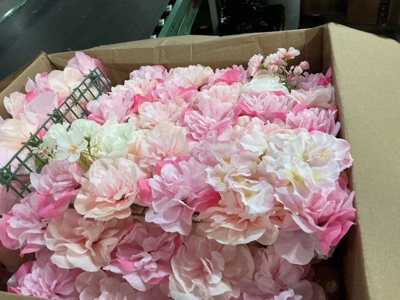 Condition photo showing Good Condition for DHBREK Rose Flower Wall Decor 12pcs Flower Wall Panel Floral Backdrop Artificial Flower Backdrop White&Pink&Yellow Wedding Backdrop for Wall Decor Party Wedding Decor Home Decoration Bridal Shower 12*white&yellow&pink