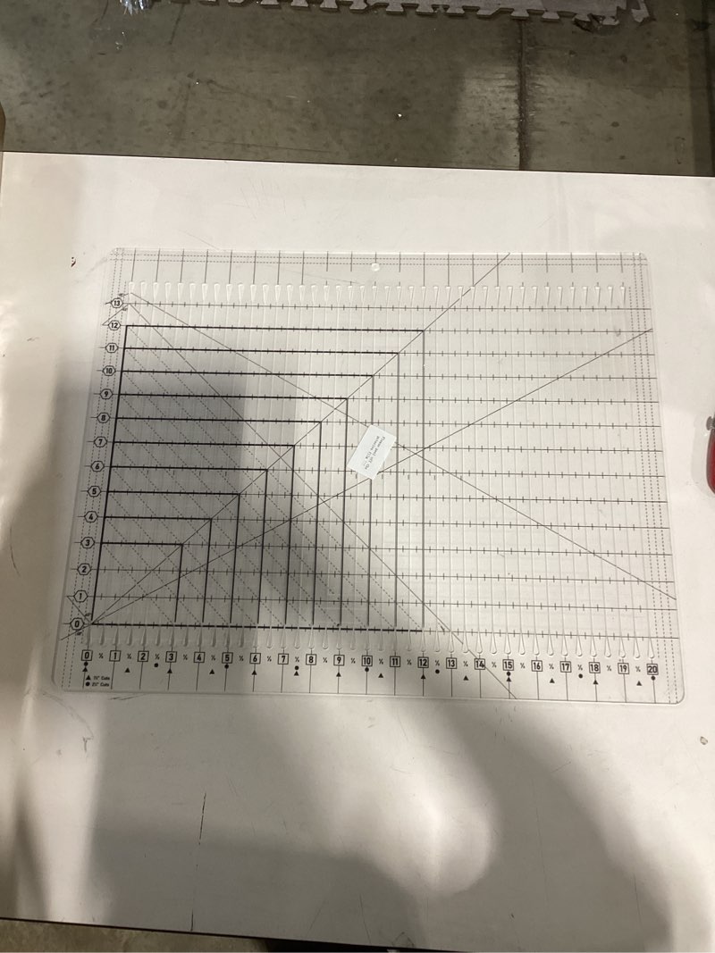 Condition photo showing Good Condition for quilting ruler- 14.5in x 16in, large slotted quilting ruler, non-slip design, high-quality acrylic cutting template, perform precise measurement and effortless cutting of fabric strip (black & white)