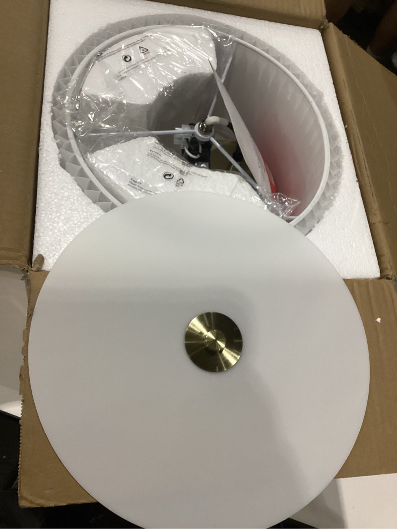 Condition photo showing Good Condition for vonluce semi flush mount ceiling light, 12.2" ceiling light fixture with pleated shade, 2-light modern drum light fixture for bedroom living room entryway hallway, white shade & bronze finish bronze 12.2"