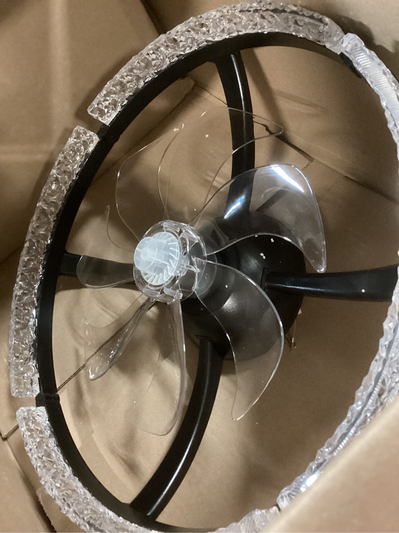 Condition photo showing Good Condition for addlon ceiling fans with lights and remote, 20'' low profile ceiling fans, 3000-6000k dimmable modern flush mount led fan light, fandelier ceiling fan for bedroom, kitchen, living room, black black 20 inch