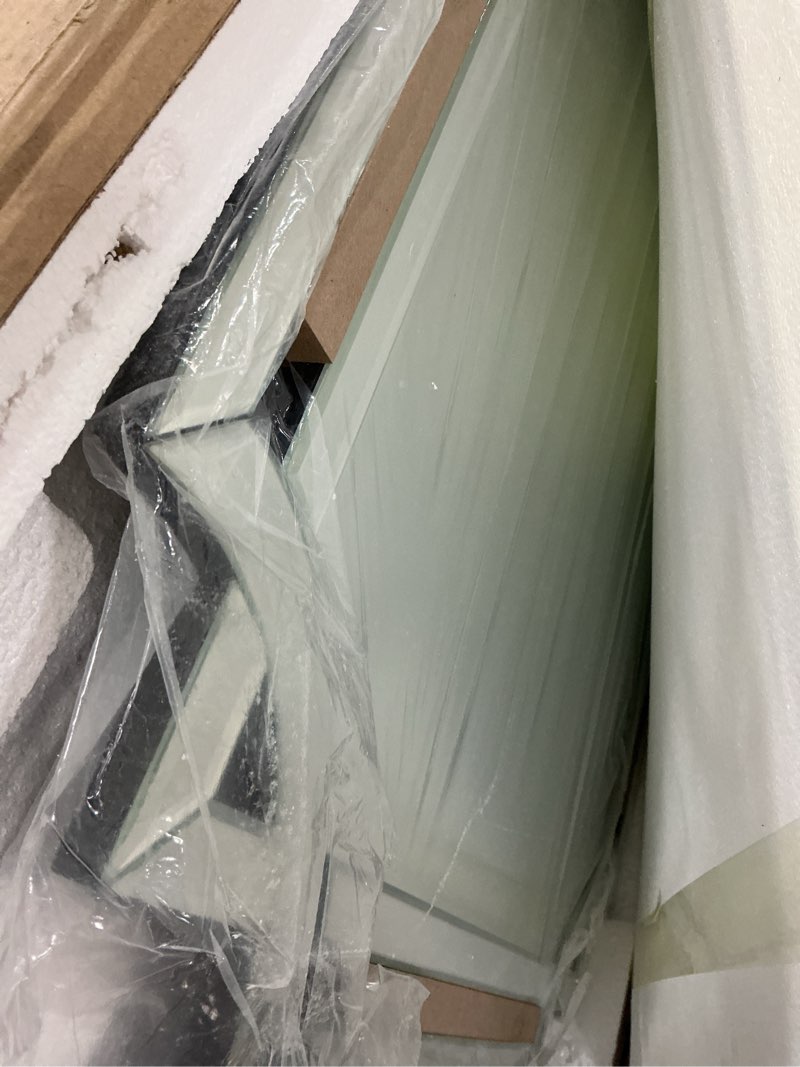 Condition photo showing Good Condition for Chende 32" x 47" Living Room Wall Mirror for Decor, Modern Large Decorative Mirror with Beveled Glass Scalloped Corner, Horizontal or Vertical Hanging for Decor Entryway, Dining Room, Bathroom 47"L x 32"W